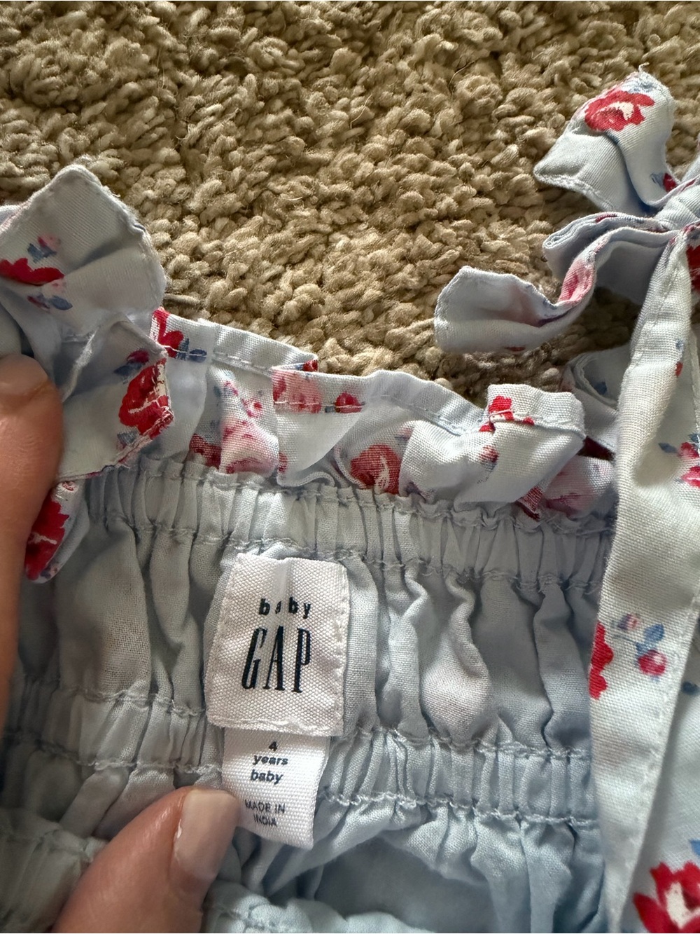 Baby Gap Light Blue Floral Sundress with Red Rose Print | 4T - Picture 3 of 3